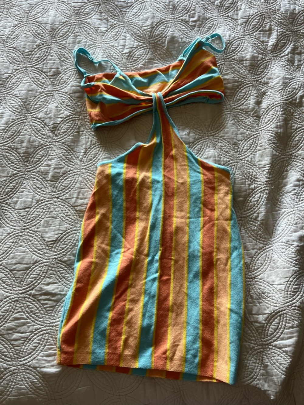 Princess Polly Striped Knit Dress in Turquoise, Orange & Yellow